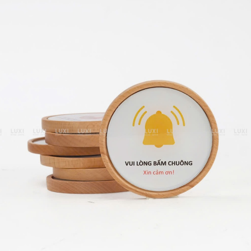 Bảng gỗ vui lòng bấm chuông tròn - Luxi Decor