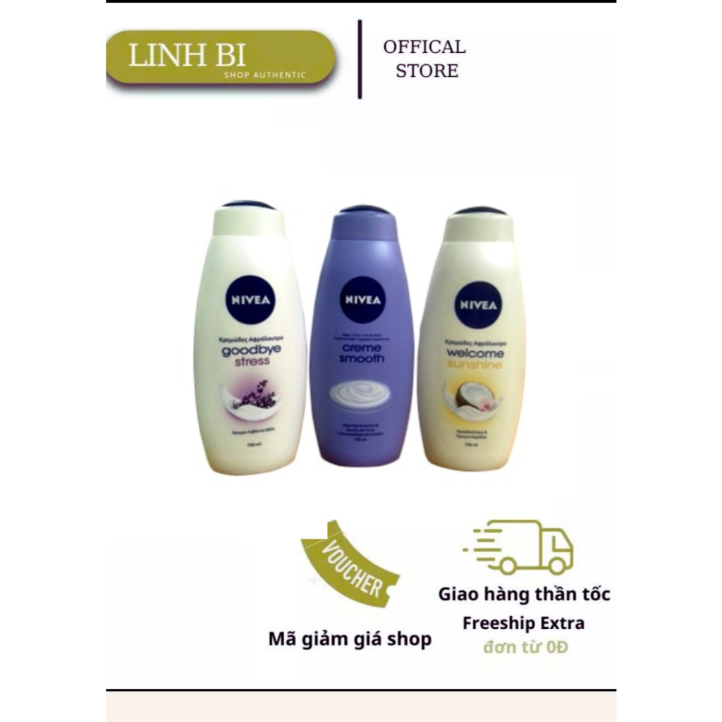Chai Sữa tắm Nivea 750ml của Đức làm trắng, dưỡng ẩm cho da Đức