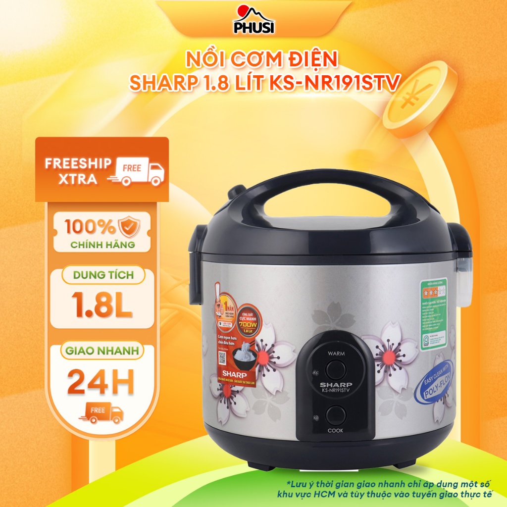 Nồi cơm điện Sharp 1.8 lít KS-NR191STV