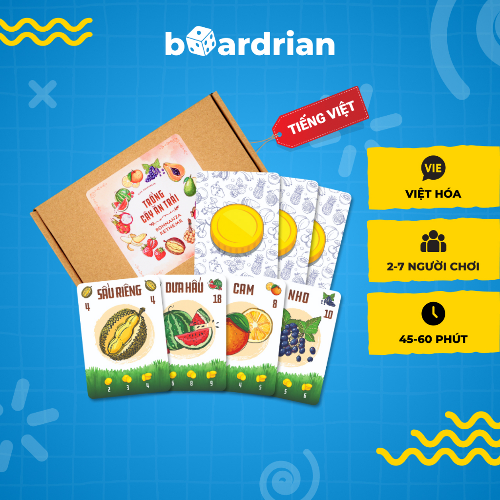 BOHNANZA (DIY Việt Hóa) - Trò chơi board game trồng trọt và buôn bán trái cây ăn trái Việt Nam
