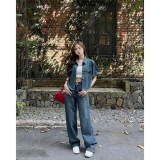 Quần jeans trơn basic ống suông amiastore