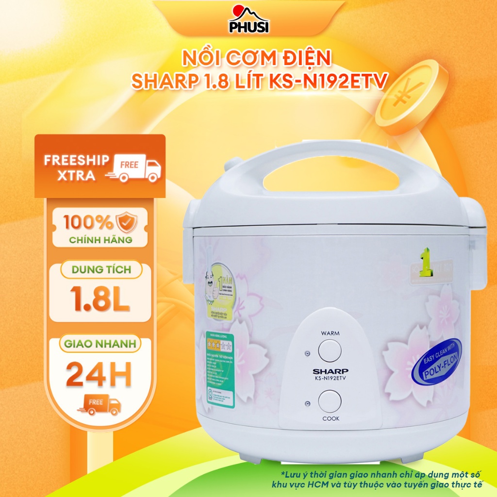 Nồi cơm điện Sharp 1.8 lít KS-N192ETV
