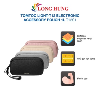 Túi đựng phụ kiện Tomtoc Light-T12 Electronic Accessory Pouch 1L T12S1 - Hàng chính hãng