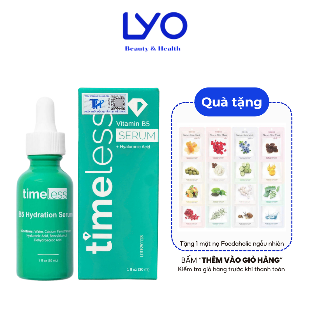 Tinh Chất Cấp Nước, Phục Hồi Da TimeLess Vitamin B5 + Hyaluronic Acid Serum 30ml