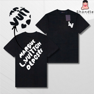 Áo thun nam nữ Louis Vuitton LV Thêu Xù Ver Chữ form rộng tay lỡ cotton 2 chiều 250gsm full tag mạc