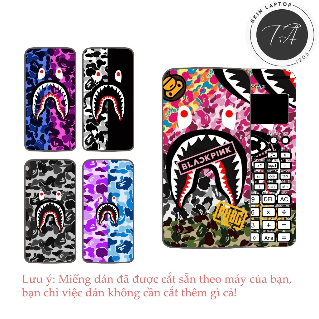 Miếng dán Decal máy tính Casio fx570/ fx580/ fx880/... in hình Ba,pe Camo