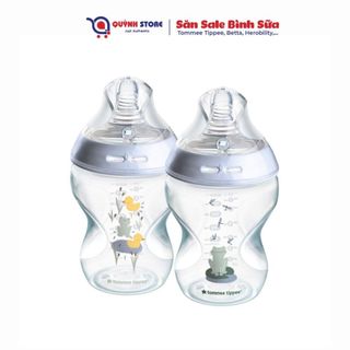   Mẫu mới  Bình sữa Tommee Tippee PP kèm van tiệt trùng hoạ tiết Ếch Vịt- size 260ml 