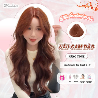  Thuốc nhuộm tóc Nâu Cam Đào thuốc nhuộm tóc màu Nâu Cam Đào tặng kèm oxy trợ dưỡng và bao tay 