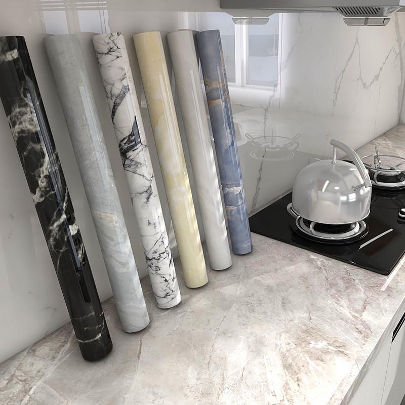 Giấy dán bếp vân đá 3D cao cấp chịu nhiệt, chống nước - Decal dán bếp 60cmx5m trang trí bếp, bàn ăn