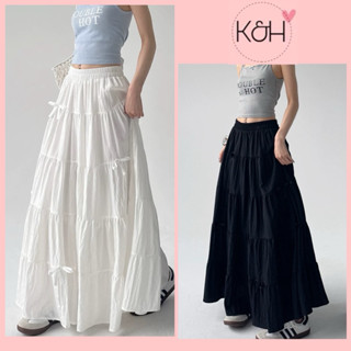 Chân váy dài midi ullzzang dáng xòe 5 tầng đính nơ dịu dàng nữ 2024 có quần bảo hộ dáng bồng bềnh xếp ly