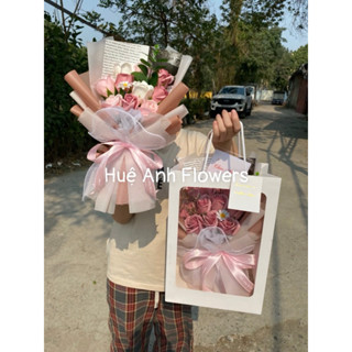  SET HOA SÁP THƠM TONE HỒNG MIX NHẸ NHÀNG  MÃ HA.HM+ TÚI QUAI GIẤY+THIỆP chính chủ 