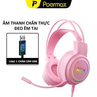  Tai nghe chụp tai có míc đàm thoại dùng cho máy tính PC và laptop phù hợp cho học tập và chơi game- Poermax G75 