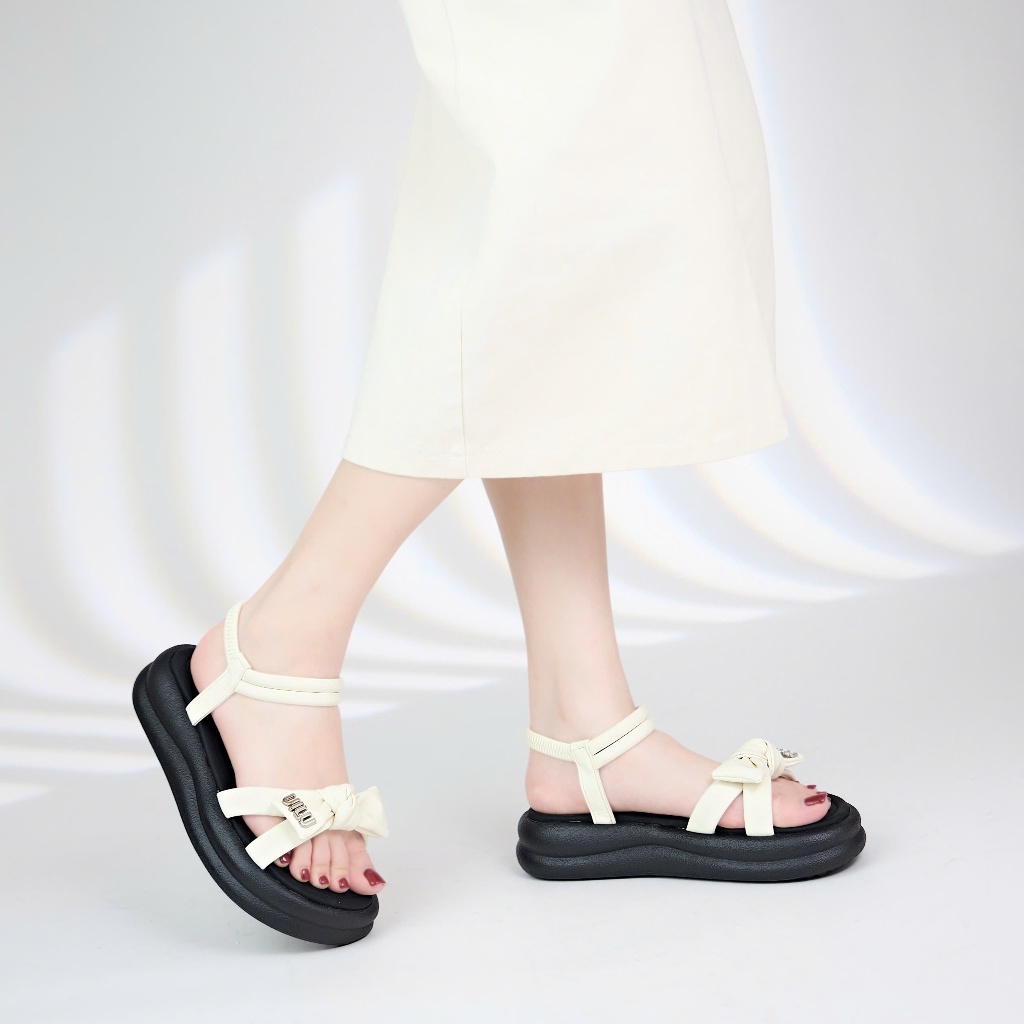 Giày Sandal Nữ MWC S122 - Sandal Nữ Đế Bánh Mì Quai Thắt Nơ Xinh Xắn