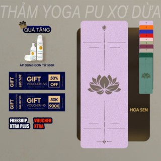 Thảm Tập Yoga Gym Định Tuyến HEBEYOGA Xơ Dừa Pu Cao Su Họa Tiết Hoa Sen Cao Cấp