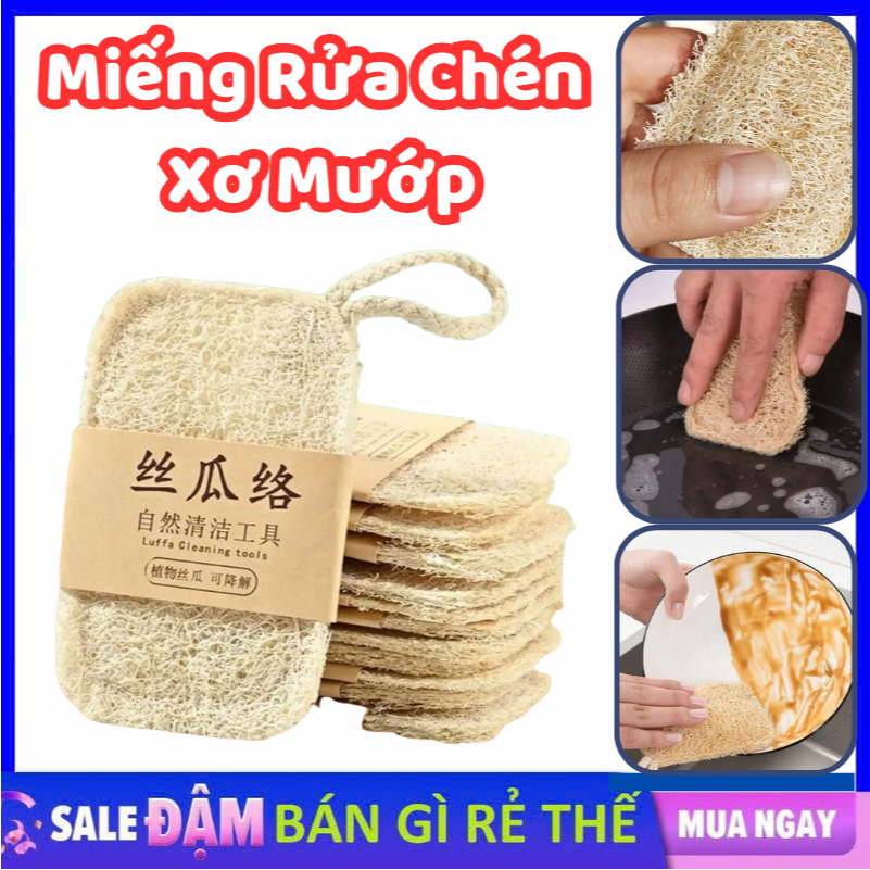 COMBO 5 Xơ Mướp Rửa Chén Cao Cấp Miếng Rửa Chén Hai Mặt Đa Năng Chống Trầy Cọ Xoong Gọn Tiện Dụng #