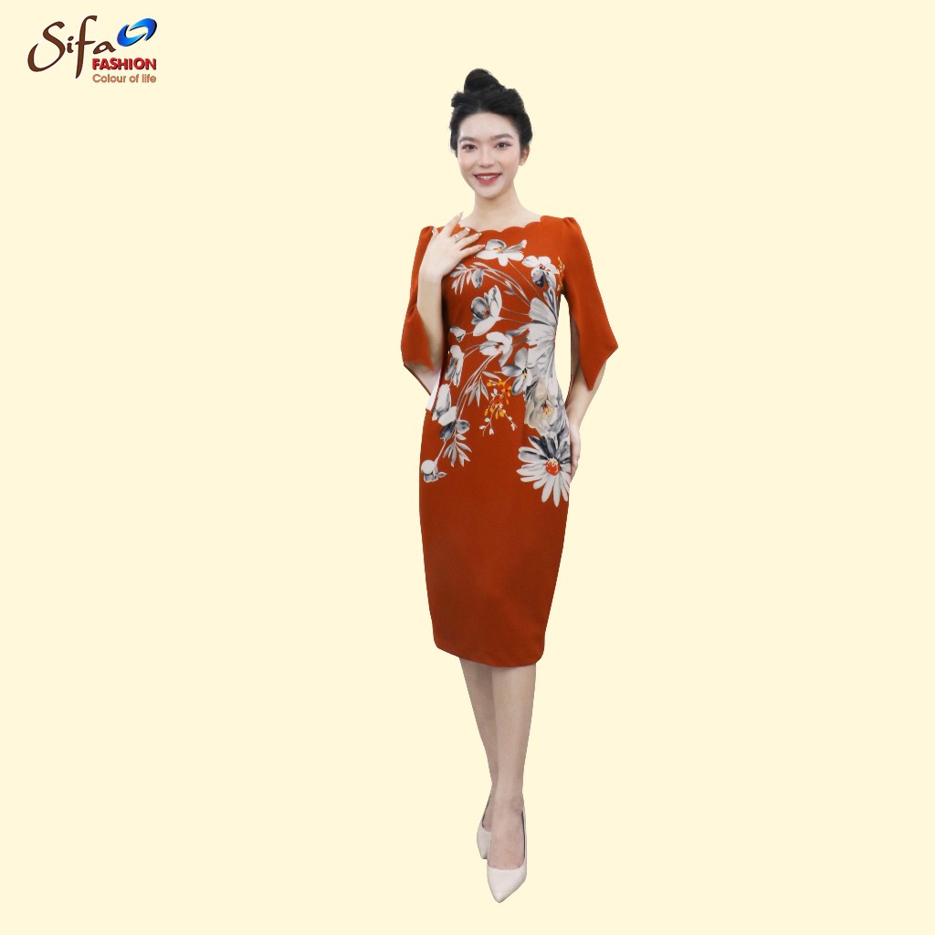 Đầm cổ lượn tay lỡ cách điệu Sifa Fashion ND24470