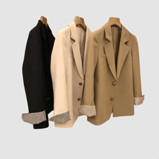  Áo blazer nữ Áo Vest INFLACHI tay lật kẻ sọc trẻ trung vải xịn công sở khoác ngoài Hàn Quốc 2 lớp có đệm vai N293 D10T2 