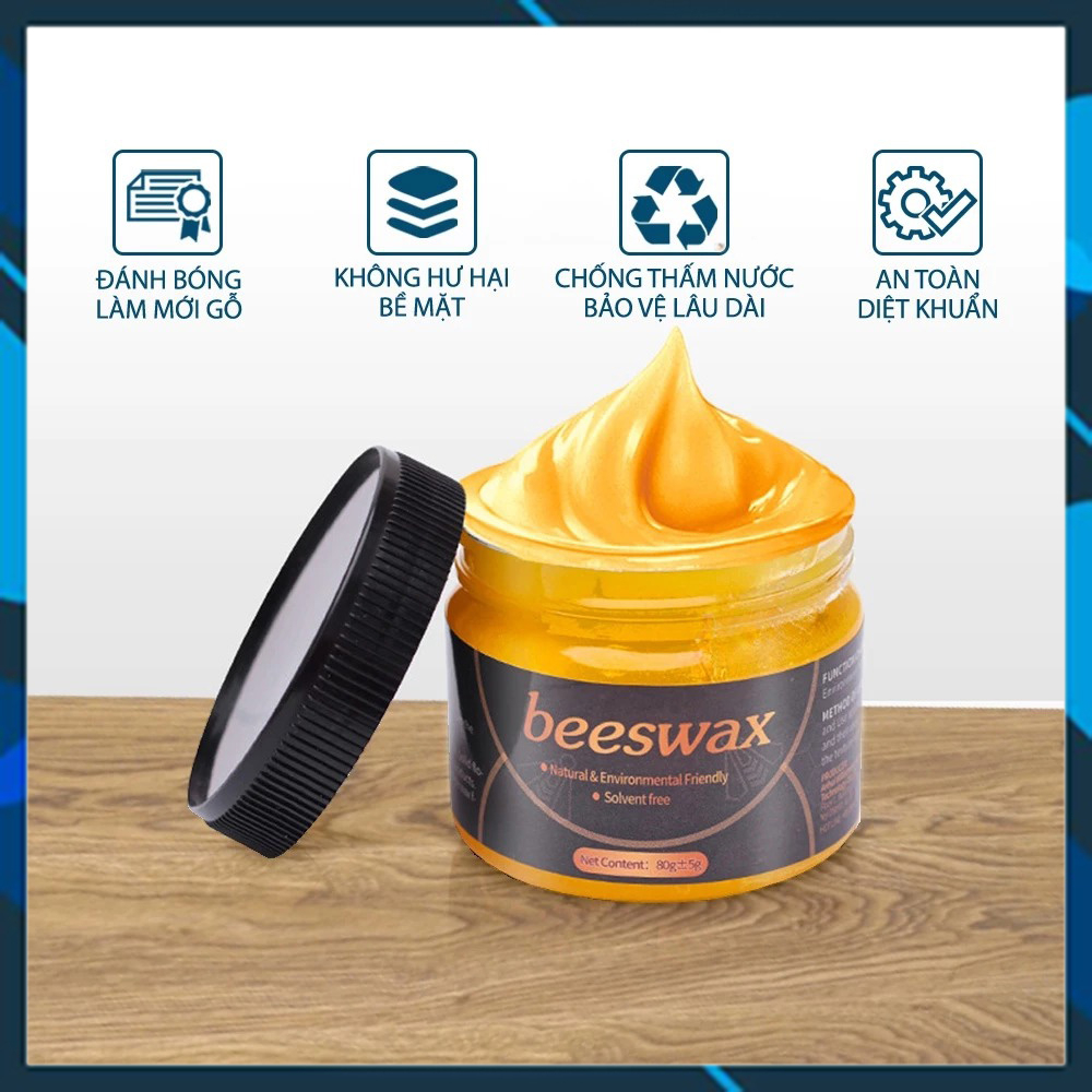 [HỎA TỐC] - Sáp Ong Đánh Bóng Đồ Gỗ, Sàn Gỗ  Beeswax 80gr - Làm mới, Phục hồi màu gỗ, vết xước bàn ghế, tủ, cửa gỗ