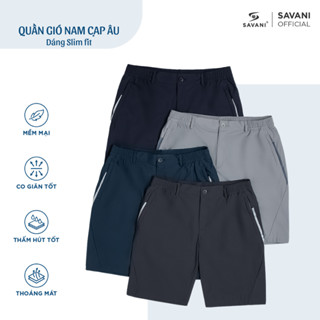 Quần đùi short gió nam cạp âu 3/4 chun SAVANI.túi phối viền,co dãn nhẹ, đứng phom ,dễ phối dồthời trang thể thao MSG021S