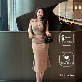 Đầm thun bigsize đuôi cá 34DA032, đầm body dài tôn dáng chất thun co giãn, đầm đi tiệc đi chơi