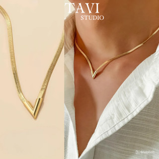 Dây Chuyền Thép Không Gỉ Nam Nữ Heart Vòng Cổ Chữ V Mảnh 2 Màu Bạc & Vàng Phong Cách Lịch Lãm, Sang Trọng Tavi Studio