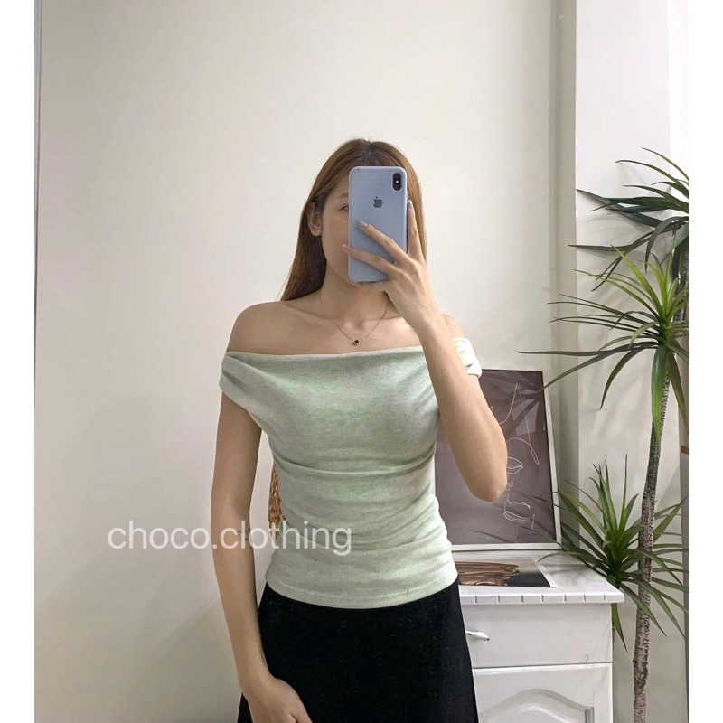 Áo mặc được 3 kiểu, áo trễ vai tay ngắn nữ phối được đa dạng phong cách. | BigBuy360 - bigbuy360.vn