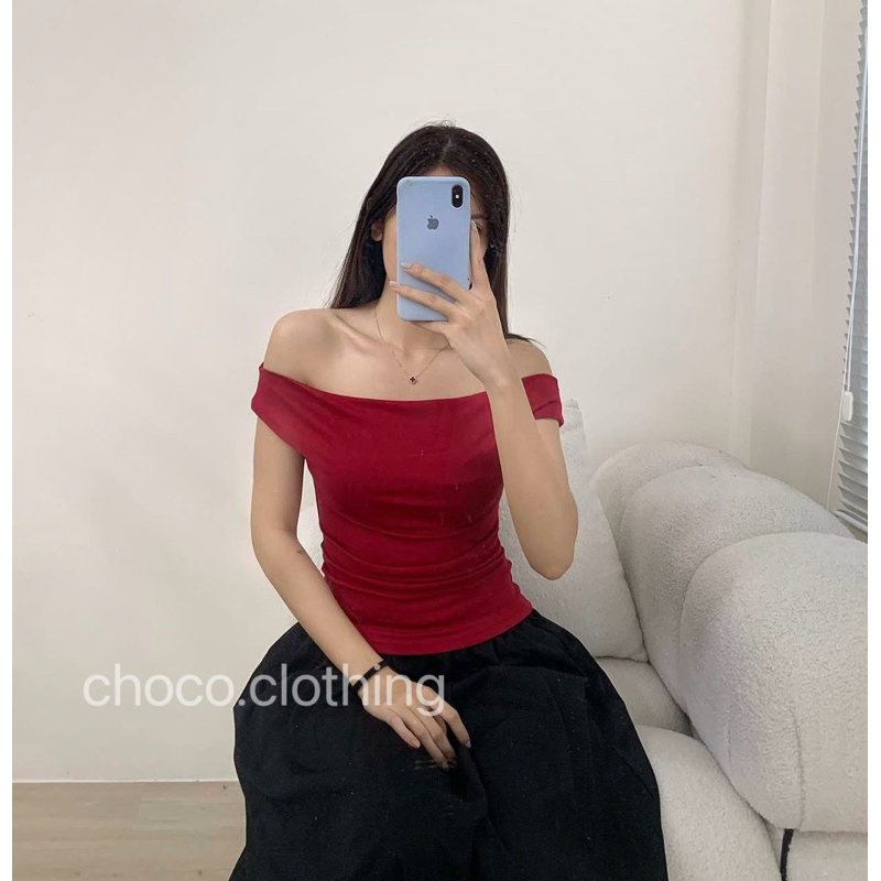 Áo mặc được 3 kiểu, áo trễ vai tay ngắn nữ phối được đa dạng phong cách. | BigBuy360 - bigbuy360.vn
