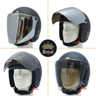 Kính nón bảo hiểm 3/4, 1/2 chính hãng royal - Kính Flat dài gắn mũ bảo hiểm 3/4 che kín mắt có thể mở lên xuống được