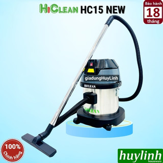 Máy hút bụi công nghiệp khô và ướt hiclean hc15 new - 15 lít - công suất 1500w