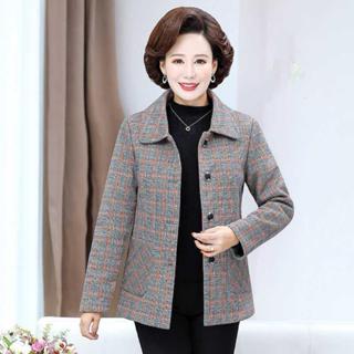 [ Xả Hàng ] Áo Khoác Dạ Kẻ Trung Niên Lót Lông Đẹp Tặng Bà Tặng Mẹ, từ 45-72 ký