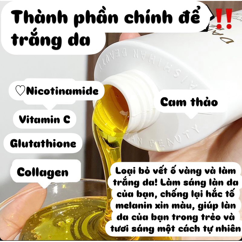 Sữa Tắm Truyền Trắng NICOTINAMIDE DAISHIHAN Kích Trắng Da ,Loại Bỏ Đốm Nâu- Giúp Da Trắng Hồng, Trẻ Hóa Làn Da (500ML)p