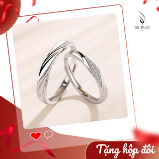Nhẫn đôi bạc nam nữ Hicilver bạc 925, nhẫn bạc gợn sóng kích thước điều chỉnh mở đơn giản NĐ05