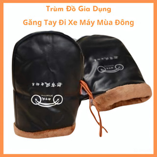 Găng Tay Đi Xe Máy Mùa Đông Lót Nỉ Giữ Ấm Chống Lạnh, Chống Gió Cho Nam Nữ, Dày Dặn, Êm Ái
