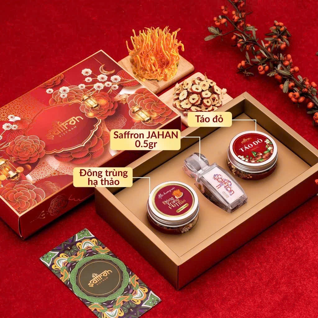 Hộp quà tặng  Saffron Nhụy Hoa Nghệ Tây Jahan 0.5Gr
