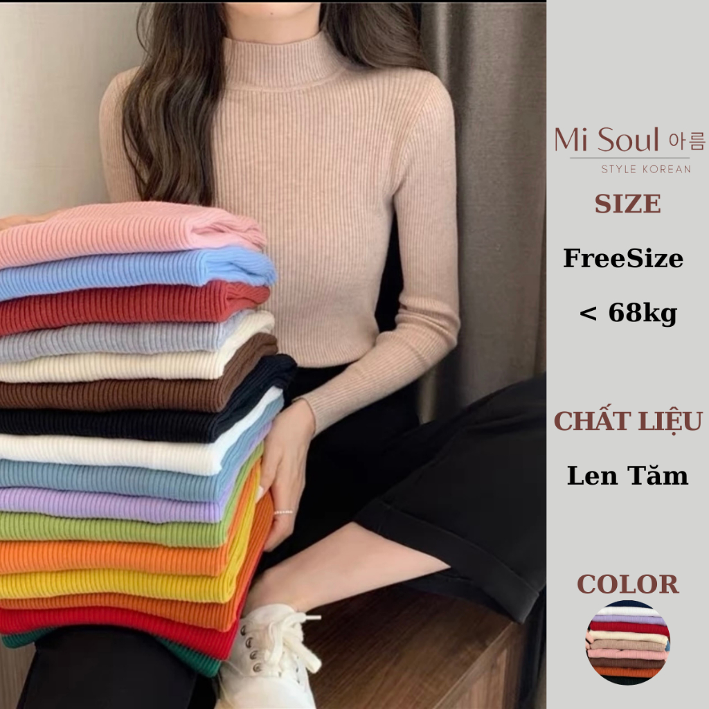 Áo len cổ lọ Misoul áo len cao cổ giữ nhiệt nhiều màu cho nữ 106