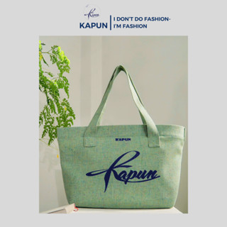 Túi vải đựng đồ có khoá kéo, túi tote vải canvas,có quoai xách tay, đeo vai màu mới xanh xà cừ và đen kapunboutique bag
