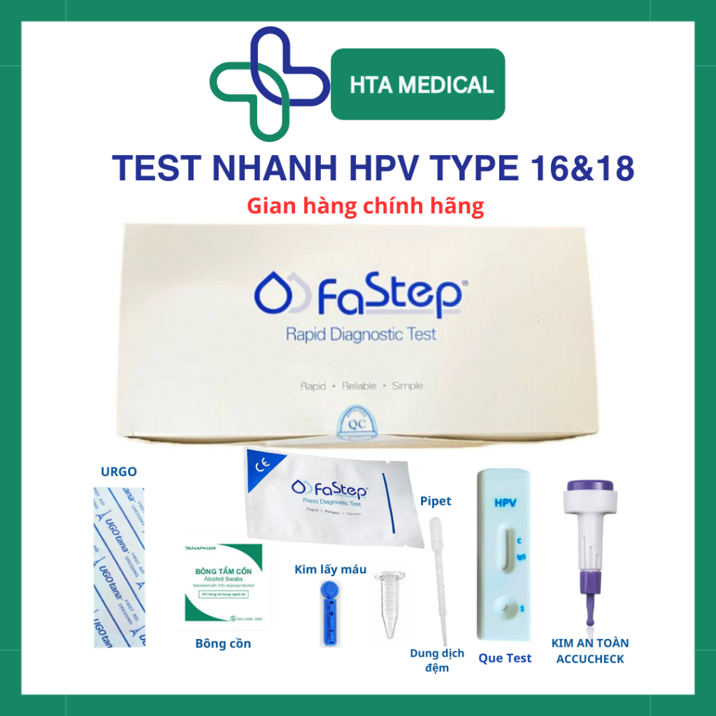 [CHE TÊN] HOẢ TỐC Que test nhanh HPV type 16&18 (sủi mào gà) tại nhà - hãng FASTEP USA nhanh chóng, 