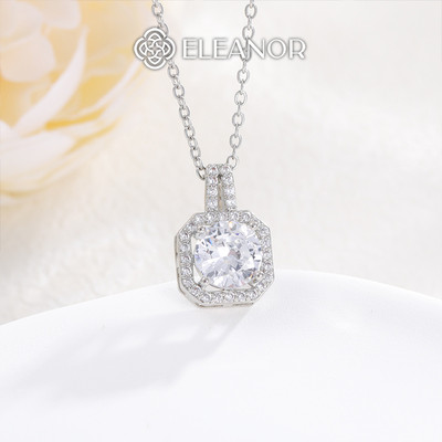 Dây chuyền nữ titan Eleanor Accessories mặt hình vuông đính đá phụ kiện trang sức vòng cổ 9335