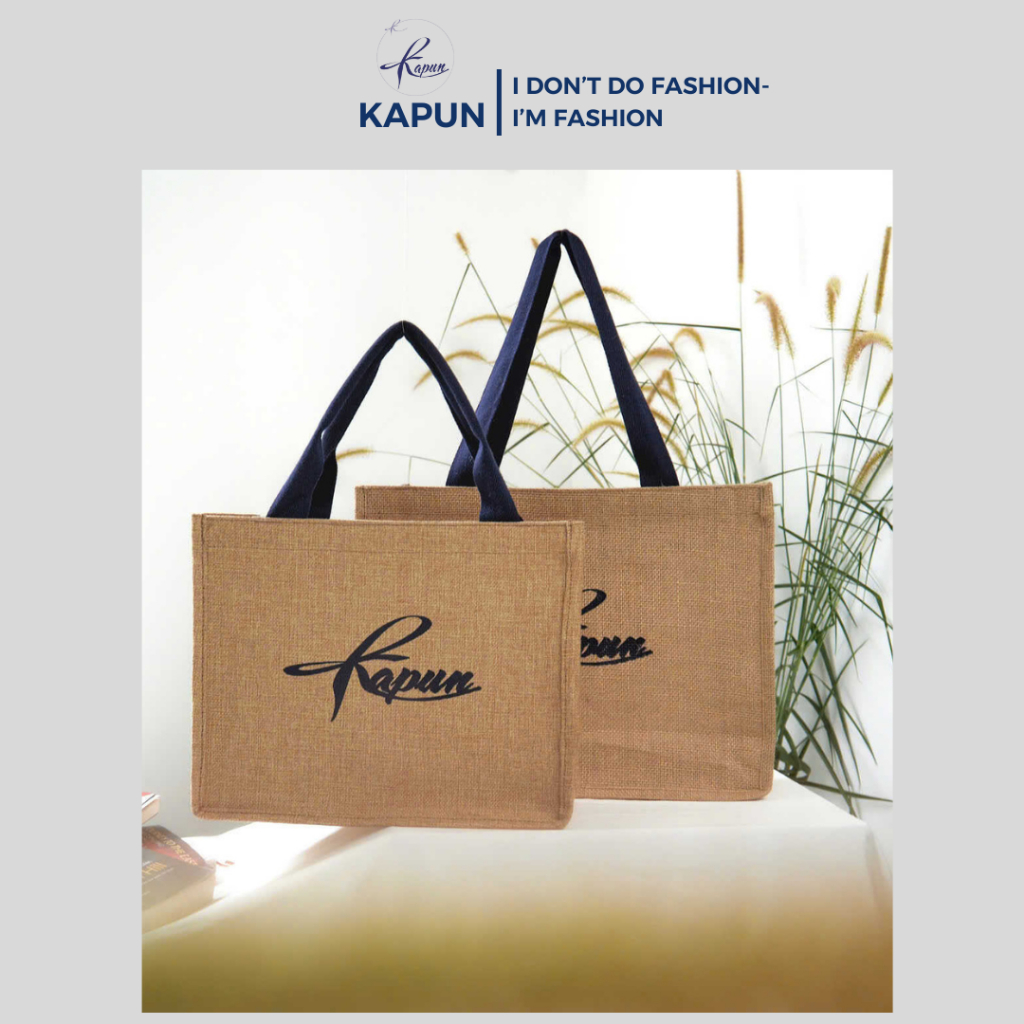 Túi cói đay đay tự nhiên du lịch tiện dụng,form đứng, có quoai xách khoá kéo đựng đồ thoải mái,độ bền cao Kapunboutique