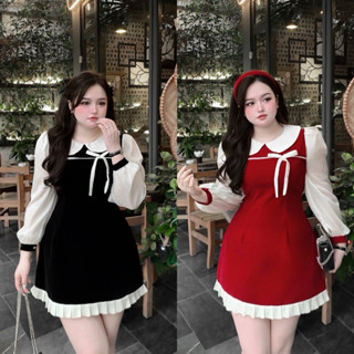 đầm Nhung cổ bèo L xl xxl 60-90kg Quỳnh như bigsize