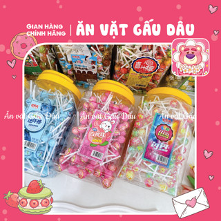 sỉ 1 hộp 200 chiếc kẹo mút mini nhiều vị cầu vồng, đào, trái cây.. thơm ngon hấp dẫn, đồ ăn vặt