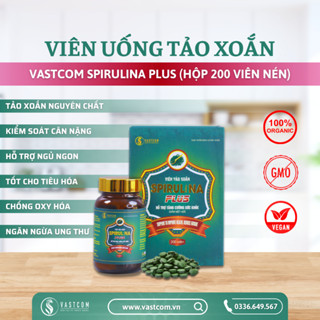 Viên uống Tảo xoắn Spirulina Plus, bổ sung vitamin A,B,C, Canxi và Protein VASTCOM hộp 200 viên nén