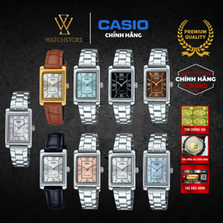 Đồng Hồ Nữ Cổ Tay Bé Casio LTP-1234 Mặt Kính Khoáng Chữ Nhật 21mm Chống Nước Dây Da, Kim Loại Chính Hãng - WATCHSTORE