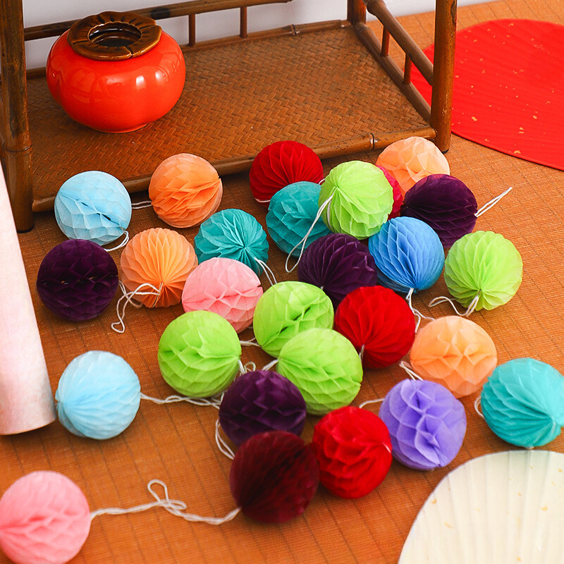 Set 5 Cái Lồng Đèn Tổ Ong Nhí 5cm Trang Trí Tiệc Trang Trí Tết