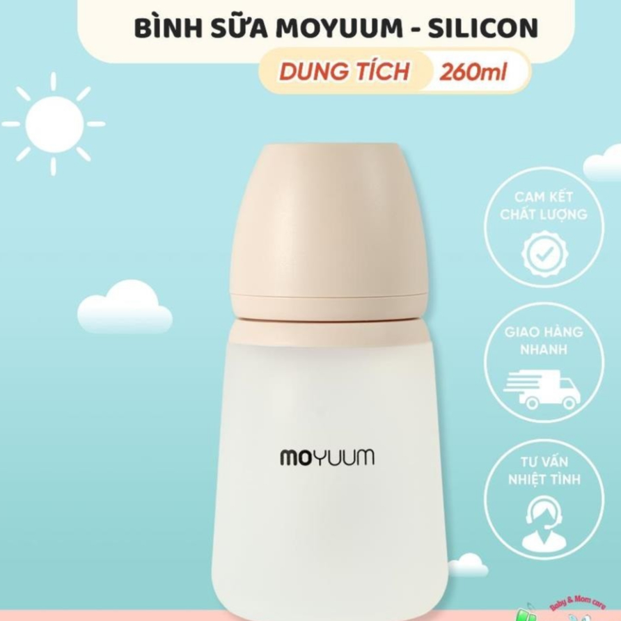 Bình sữa silicon Moyuum - 260ml - Kèm núm số 2