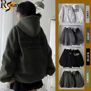 Áo Khoác Nỉ Hoodie Zip INTERBREAK  Form Rộng Unisex Nam Nữ - Áo Hoodie dây kéo chất nỉ bông dày dặn nón 2 lớp Rusy