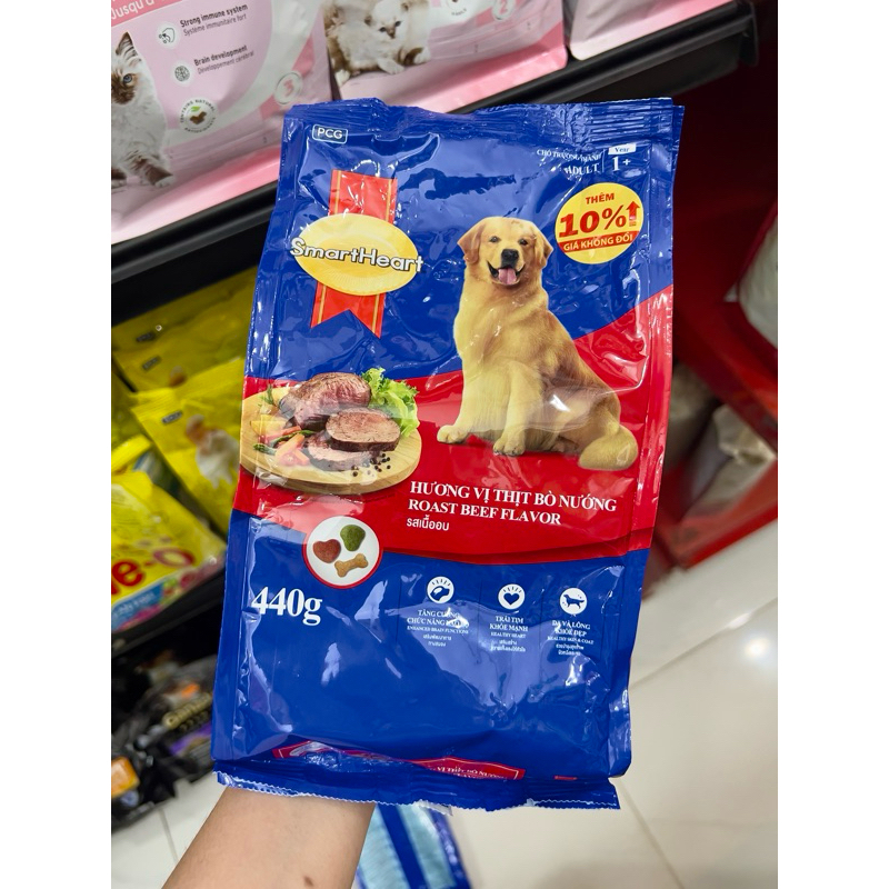 Thức ăn hạt cho chó lớn Smart Heart 440g, chó trưởng thành