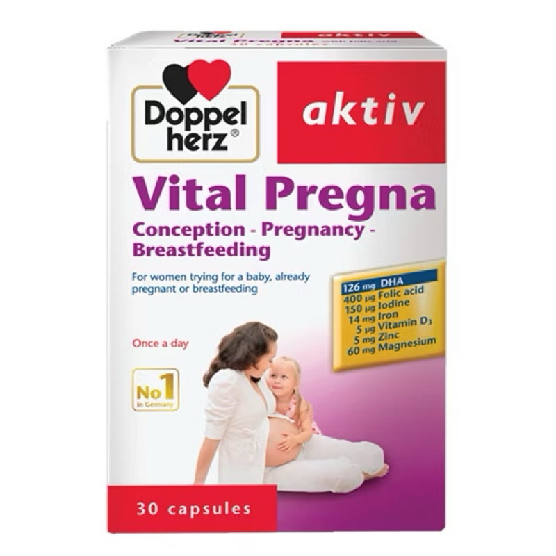 Viên uống Doppelherz Aktiv Vital Pregna bổ sung Vitamin cho Phụ nữ chuẩn bị mang thai,đang mang thai
