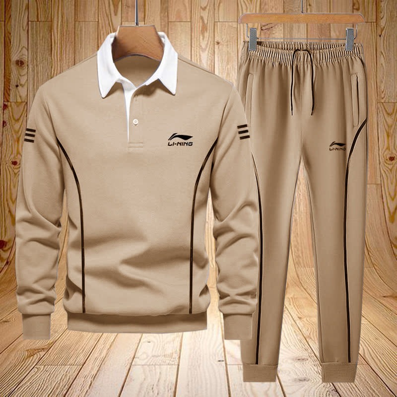 Quần áo thu đông nam [BPOLO] Đồ bộ polo nam thu đông Lining có cổ chất liệu Umi Cotton kiểu dáng thể