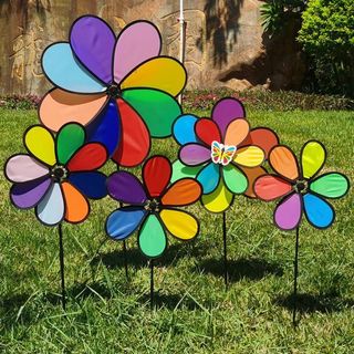  Chong Chóng Vải Cầu Vồng 2 Tầng 8 Cánh Đường Kính 30 50 cm Chong Chóng 7 màu trang trí xe trà sữa  cà phê 